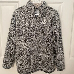 J.America Lacrosse Sherpa quarter zip pullover size medium black cream